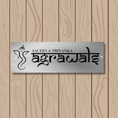 Lord Ganapati Stainless Steel Nameplate for Home office Outdoor