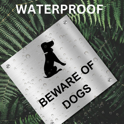 Beware of Dogs Stainless Steel Signage Board for Business Shop Stores Cafes Hospital School Office Hotel Restaurant Company