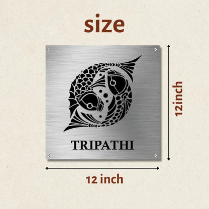 Matsya Stencil Nameplate for Home, Door, Bungalow, outdoor (12x12 inches)