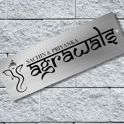 Lord Ganapati Stainless Steel Nameplate for Home office Outdoor