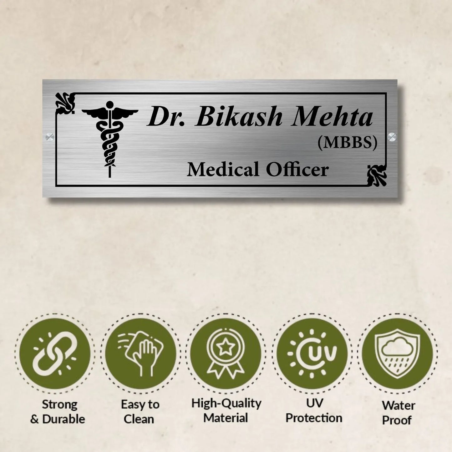 Doctor Logo Stainless Steel Nameplate for Home office Outdoor