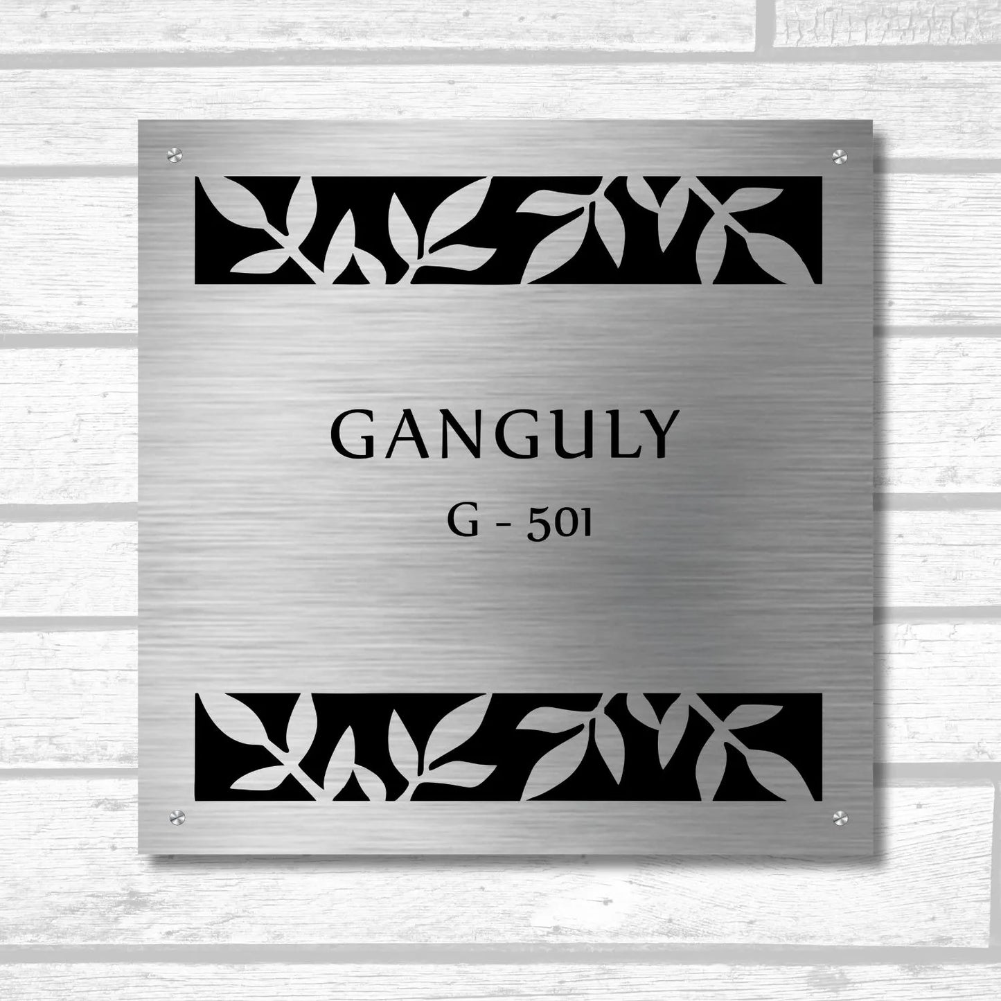 Leaf Border Nameplate for Home, Door, Bungalow, outdoor (12x12 inches)