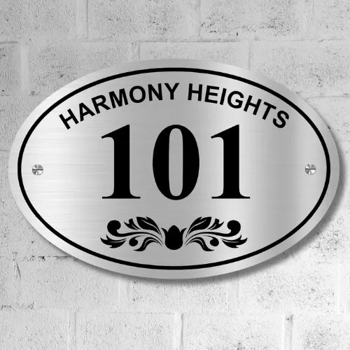 Stainless Steel Customized Room Numberr Plate for home/office/mall/Hotel anywhere (Oval Stainless Steel Number Plate)