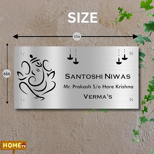 Diya Stainless Steel Nameplate for Home office Outdoor Entrance