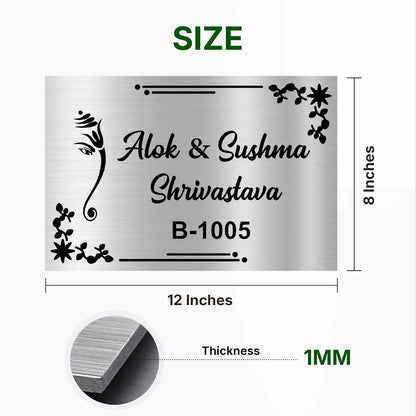 Lord Ganesha Stainless Steel Nameplate For Home Entrance Outdoor Door name plates