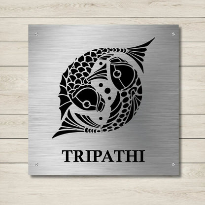Matsya Stencil Nameplate for Home, Door, Bungalow, outdoor (12x12 inches)