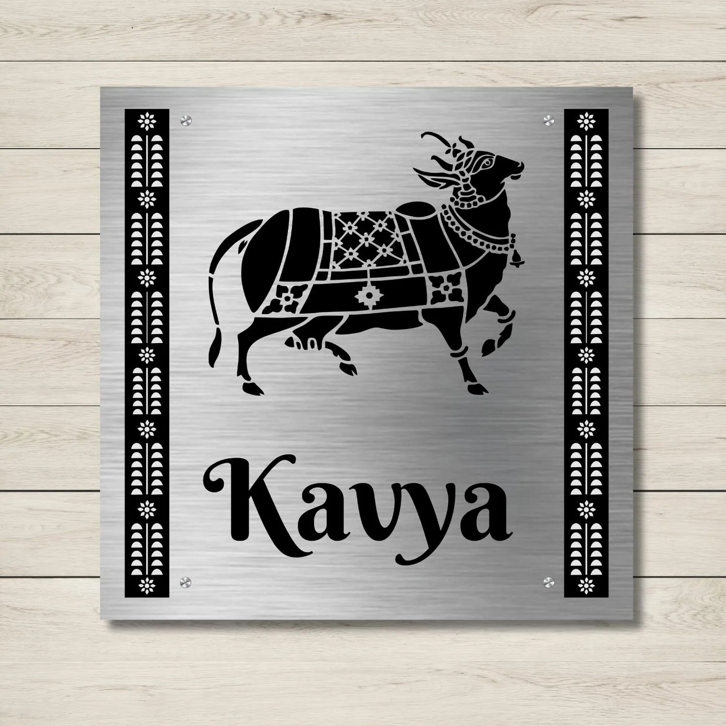Kamdhenu Stencil Nameplate for Home, Door, Bungalow, outdoor (12x12 inches)