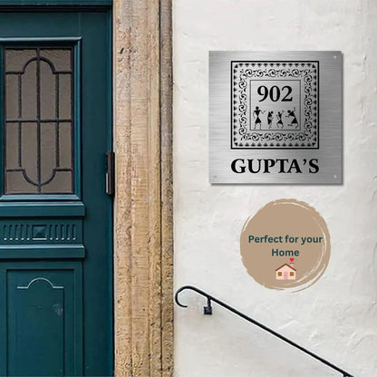 Designer Stainless Steel Nameplate for Home, Door, Bungalow, outdoor (12x12 inches)