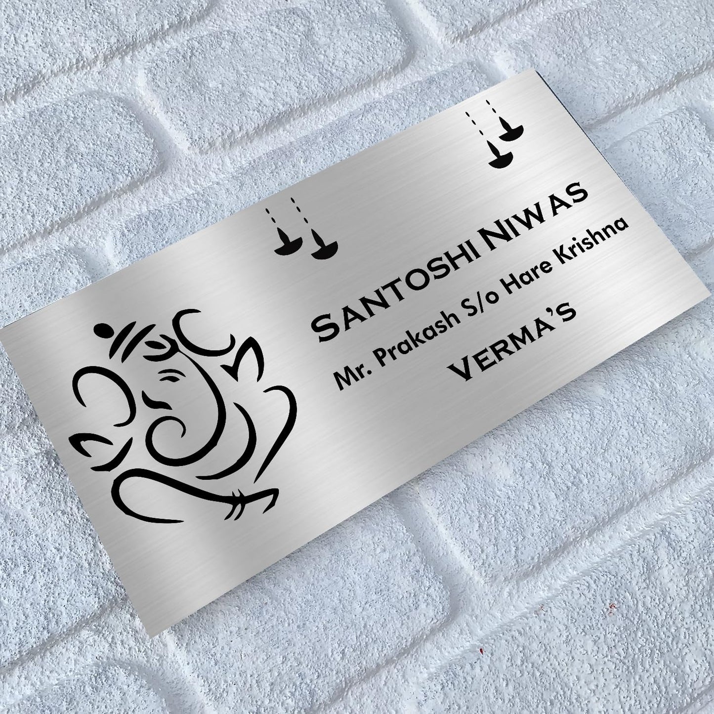 Diya Stainless Steel Nameplate for Home office Outdoor Entrance