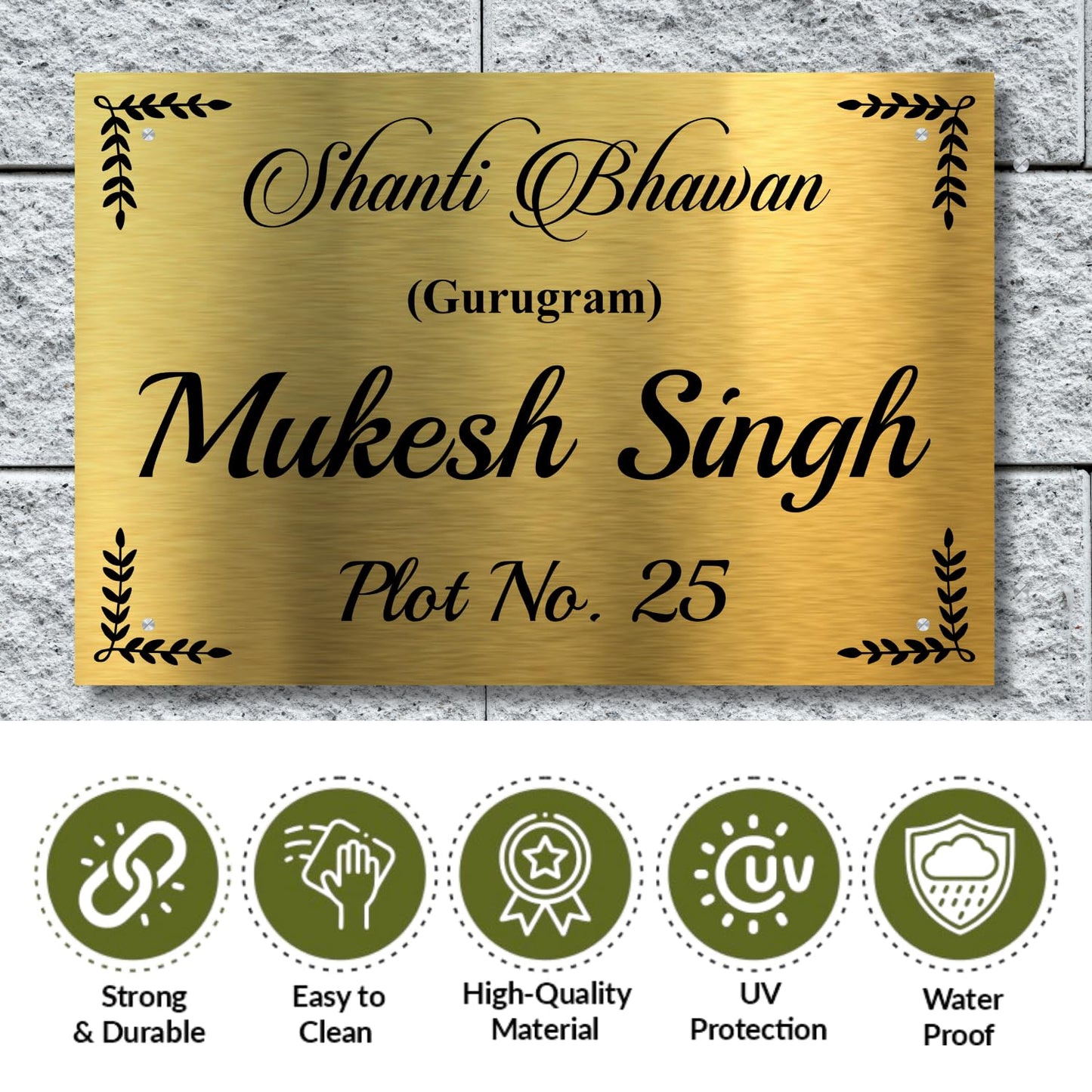 Lord Ganesha Stainless Steel Nameplate For Home Entrance Outdoor Door name plates (Copy)