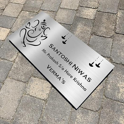 Diya Stainless Steel Nameplate for Home office Outdoor Entrance