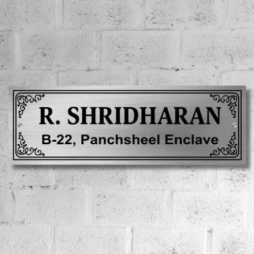 Dual Border Stainless Steel Nameplate for Home office Outdoor Entrance
