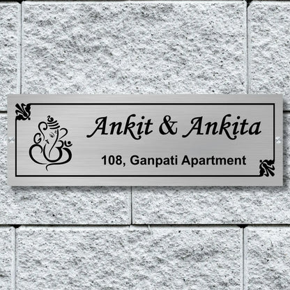 Lord Ganesha Stainless Steel Nameplate for Home office Outdoor Entrance