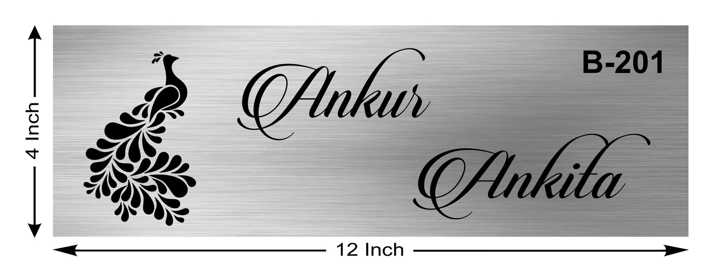Peacock Stainless Steel Nameplate for Home office Outdoor Entrance
