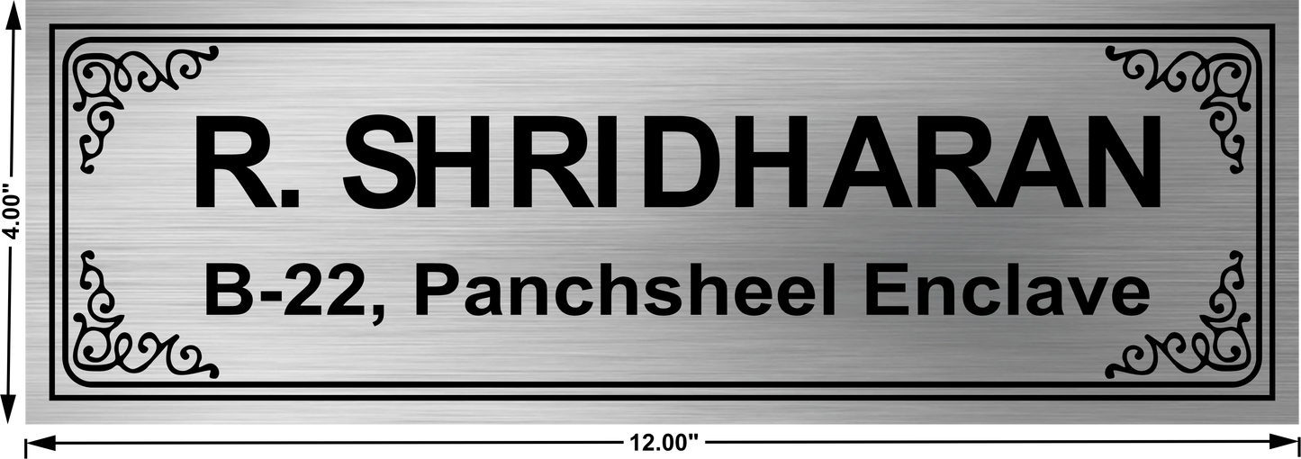 Dual Border Stainless Steel Nameplate for Home office Outdoor Entrance