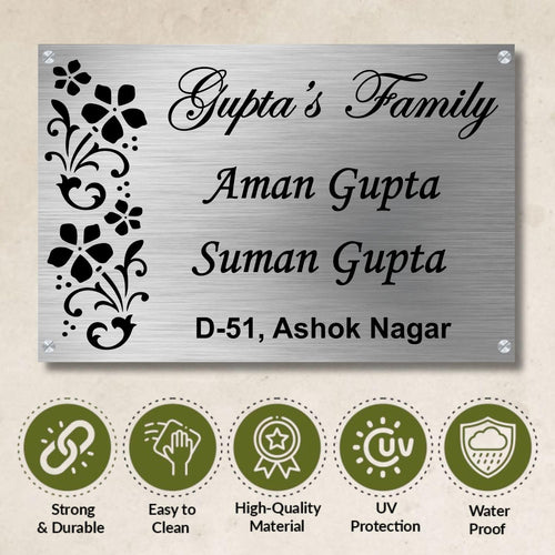 Floral Leaves Stainless Steel Nameplate For Home Entrance Outdoor Customized Door name plates