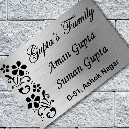 Floral Leaves Stainless Steel Nameplate For Home Entrance Outdoor Customized Door name plates