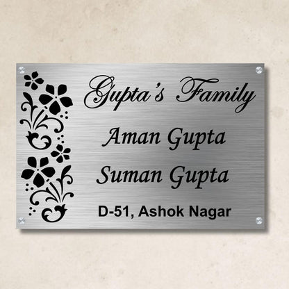 Floral Leaves Stainless Steel Nameplate For Home Entrance Outdoor Customized Door name plates