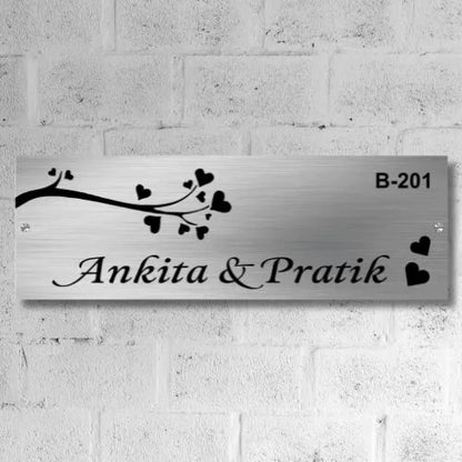 Flat Name Plate Design with Number in Stainless Steel