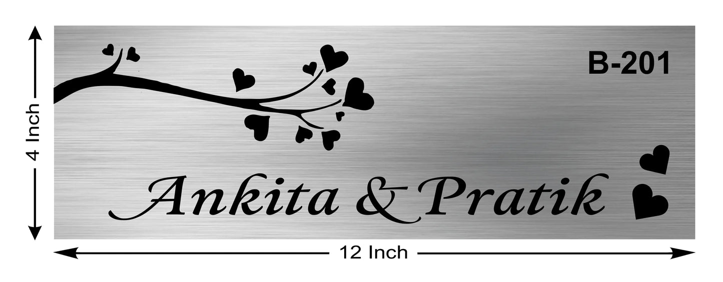Flat Name Plate Design with Number in Stainless Steel