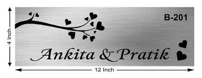 Flat Name Plate Design with Number in Stainless Steel