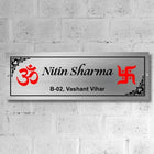 Om Swastik Stainless Steel Nameplate for Home office Outdoor Entrance