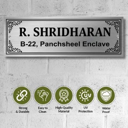 Dual Border Stainless Steel Nameplate for Home office Outdoor Entrance