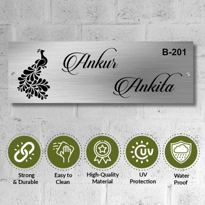 Peacock Stainless Steel Nameplate for Home office Outdoor Entrance