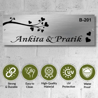 Heart Tree Stainless Steel Nameplate for Home office Outdoor Entrance